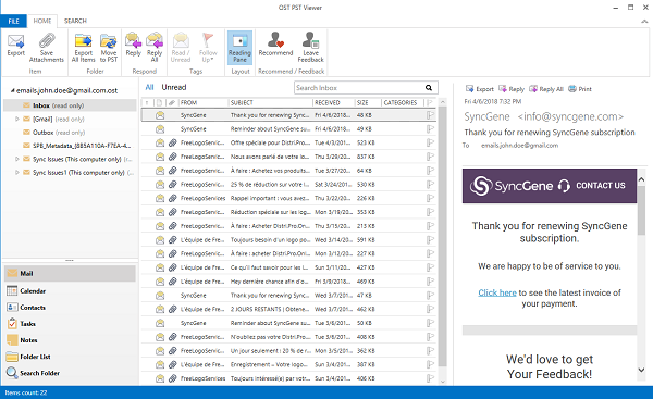 Open, access, browse, search OST files