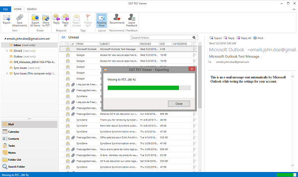 Open an OST file in Outlook 2016