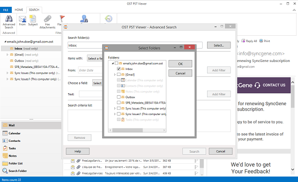 View OST file folders content